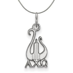 Sterling Silver Alpha Chi Omega Small Pendant Necklace - 20 Inch